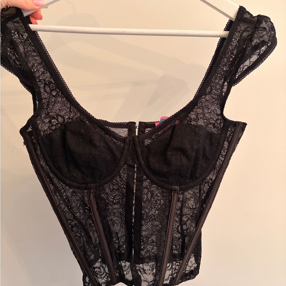Black Lace Corset Top